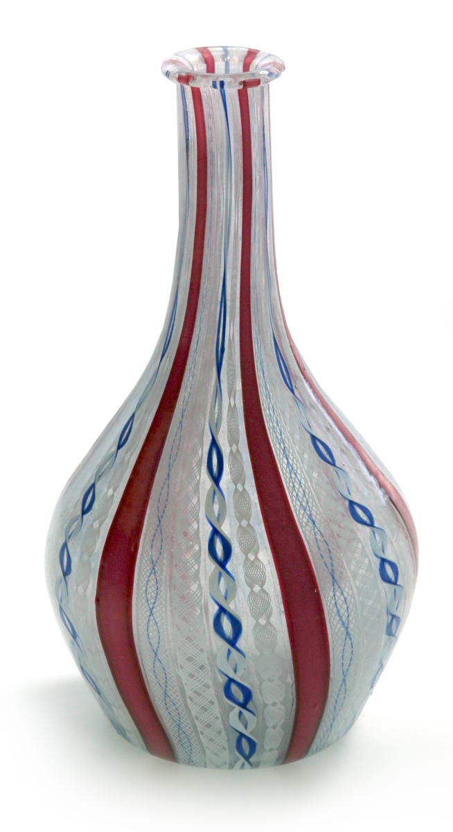 Bottle in filigrana policroma. Venice, Murano, about 1846. Museo del Vetro, Murano. Photo: 2015 © Photo Archive—Fondazione Musei Civici di Venezia.