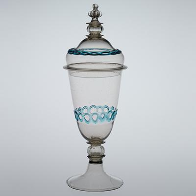 Lidded Goblet with Aqua Chain